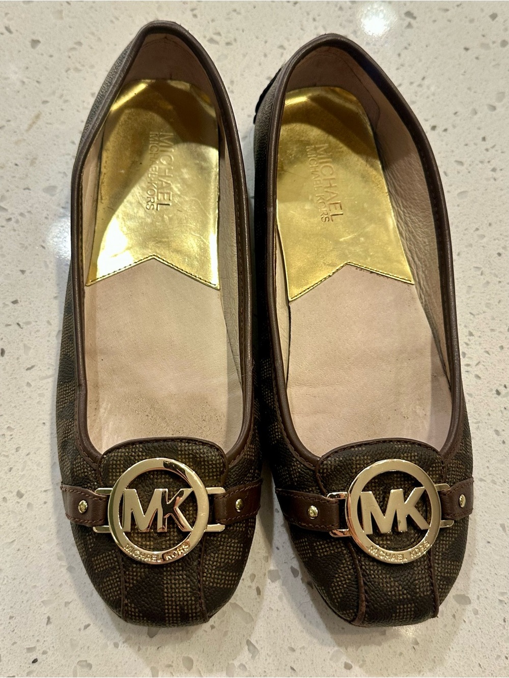 Michael Kors Brown Signature MK Logo Ballet Flats